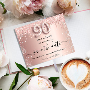 90e verjaardag roos glitters budget save the date flyer