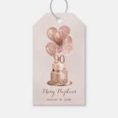 90e verjaardag Roos Gold Cake Cadeaulabel (Voorkant)