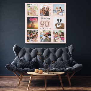 90e verjaardag roos goud roze aangepaste fotocolla imitatie canvas print