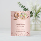 90e verjaardag roos gouden fotosterren uitnodiging (Staand voorkant)