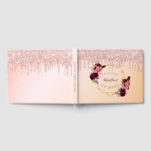 90e verjaardag roos gouden meetkundige glitterdrip gastenboek (Volledig)