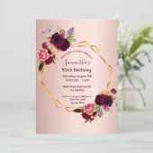 90e verjaardag roos gouden roze florale luxe kaart (Staand voorkant)