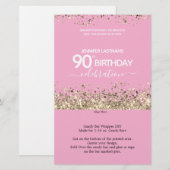90e Verjaardag Roze Glitter Snoep Bar Wrapper (Voorkant / Achterkant)