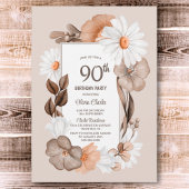 90e verjaardag Rustic Boho Floral Party Kaart