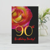 90e verjaardag Sjabloon - Rood en Geel Rozen Kaart (Staand voorkant)