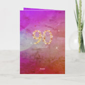 90e verjaardag - Star-nummer - Paars roze - leefti Kaart (Achterkant)