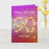 90e verjaardag - Star-nummer - Paars roze - leefti Kaart (Gele Bloem)