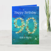 90e verjaardag - Sterrennummers - Blauw groen - Le Kaart (Voorkant)