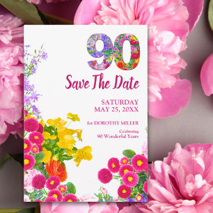 90e verjaardag tuin bloemen mijlpaal feest save the date