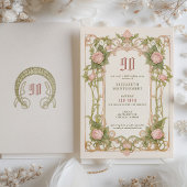90e verjaardag uitnodiging Art Nouveau