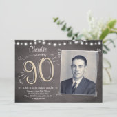 90e Verjaardag Uitnodiging Vintage Negentig Verjaa (Staand voorkant)