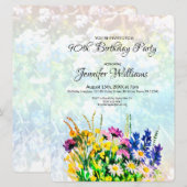 90e verjaardag uitnodiging wilde bloemen (Voorkant / Achterkant)
