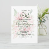 90e verjaardag van de Elegant Floral Rozen van de Kaart (Staand voorkant)