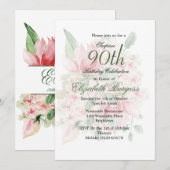 90e verjaardag van de Elegant Floral Rozen van de Kaart (Voorkant / Achterkant)