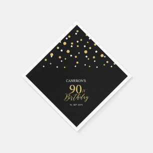 90e verjaardag van de moderne Gold & Black Napkins Servet
