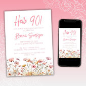 90e verjaardag van de roze Floral Kaart