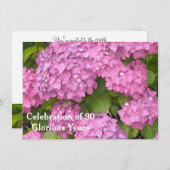 90e verjaardag van de roze hydrangeas kaart (Voorkant / Achterkant)