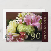 90e verjaardag van de uitnodiging van de Birthday  (Voorkant / Achterkant)