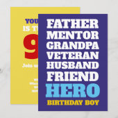 90e verjaardag van de uitnodiging van Hero-partij (Voorkant / Achterkant)