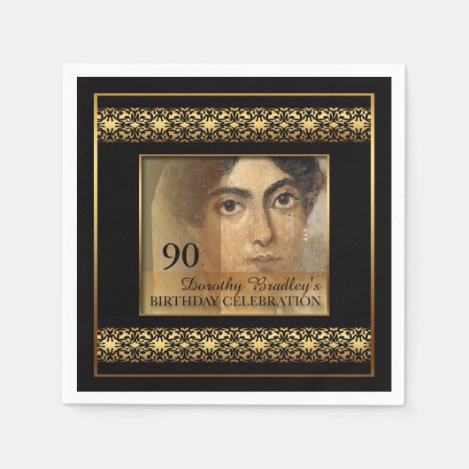 90e verjaardag viering fotopapier servetten (Voorkant)