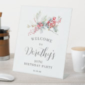 90e verjaardag Welkom Winter Red Berry Reclamebord Met Voetstuk (Insitu)