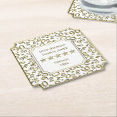 90e verjaardag White/Gold Pattern Thema Kartonnen Onderzetters (Gekanteld)