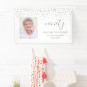 90e verjaardag White Silver Confetti Foto Spandoek (Insitu)