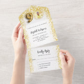 90e verjaardag witte gouden foto feest RSVP All In One Uitnodiging (Afscheurbaar)