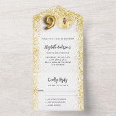 90e verjaardag witte gouden foto feest RSVP All In One Uitnodiging (Binnen)