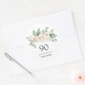 90e verjaardag Witte Rose Eucalyptus Ronde Sticker (Envelop)