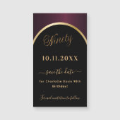 90e verjaardag zwart bordeauxrood Save the Date-ma (Voorkant)