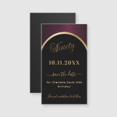 90e verjaardag zwart bordeauxrood Save the Date-ma (Voorkant / Achterkant)