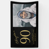 90e verjaardag zwart goud foto spandoek (Verticaal)