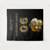 90e verjaardag zwart gouden luipaard naam schrift wandkleed (Voorkant (horizontaal))