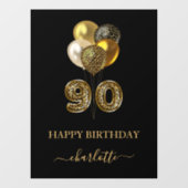 90e verjaardag zwart goudluipaard naamscript raamsticker (Vel)