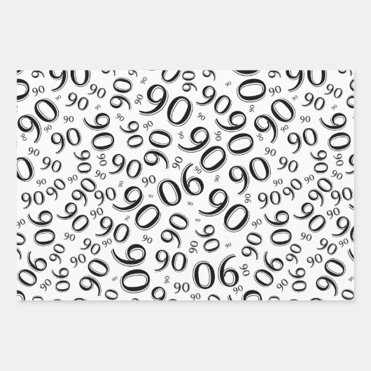 90e verjaardag zwart-wit Random Number Pattern Inpakpapier Vel (Voorkant 3)