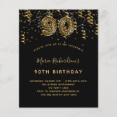 90e verjaardag zwarte goudluipaard budgetuitnodigi flyer (Voorkant)