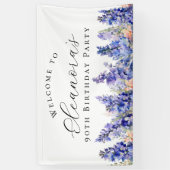 90e verjaardagsfeest juli Geboorte Bloem Welkom Spandoek (Verticaal)