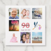 90e verjaardagsfeestje foto collage bedankt bedankjes labels (Voorkant)