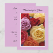 90e verjaardagsfeestje uitnodigings Rozen Kaart (Voorkant / Achterkant)