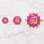 90e verjaardagsster roze oranje artikel confetti (Voorkanten)