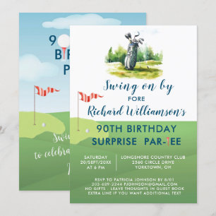 90e Verrassingsfeest Mannen golfthema Kaart