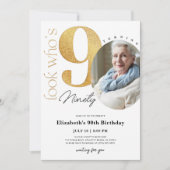 90ème anniversaire d'or Invitation avec photo (Devant)