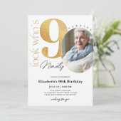 90ème anniversaire d'or Invitation avec photo (Debout devant)