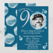 90ème Dark Turquoise Bubble Invitation de fête d'a (Devant / Derrière)
