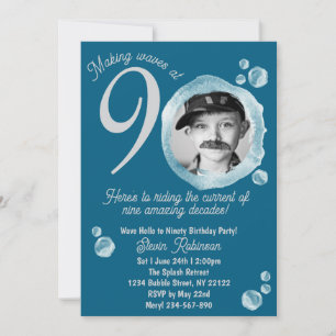 90ème Dark Turquoise Bubble Invitation de fête d'a