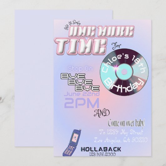 90s/2k Pop Verjaardagsuitnodiging Kaart (Voorkant / Achterkant)