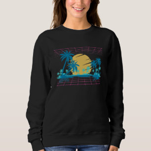 90s Art Vaporwave Beach Palm Trees Sunset Tropical Trui