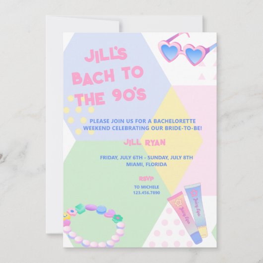 90's Bachelorette Party Invitation Kaart (Voorkant)