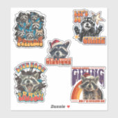 90s Bootleg Feral Raccoon Sticker Pack 1 (Feuille)